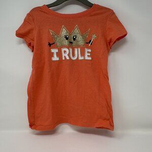 USED - The Children's Place Toddler Girls 5T "I Rule" Orange Short Sleeve Shirt